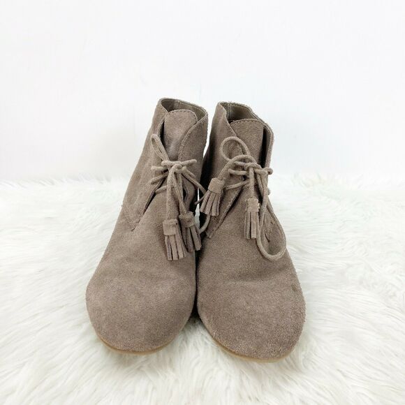 Crown Vintage 10 M Womens Beige Suede Spark Hidden Wedge Ankle Booties - Picture 5 of 9